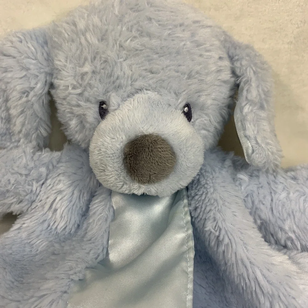 Gund Baby Puppy Dog Fluffey Huggy Buddy Blue Satin Fleece Security Blanket Lovey